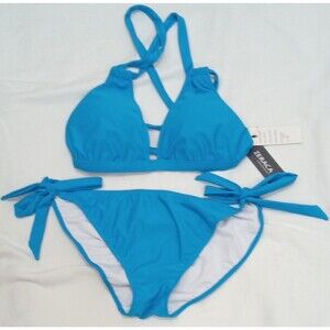 Zeraca Blue XL Bikini Swimsuit Strappy Crisscross Top Tie Back & Bottom NWT CUTE